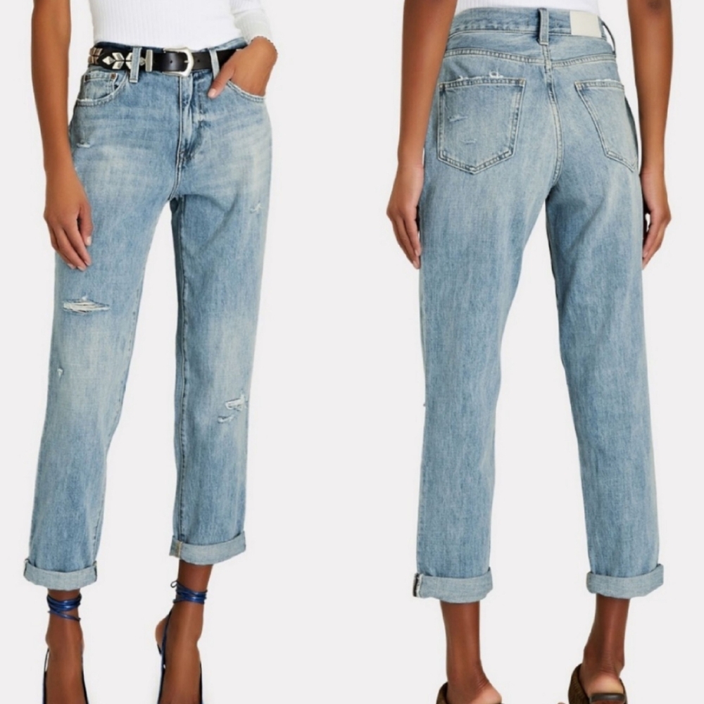 pistola Light Blue Distressed Straight-Leg Jeans - Picture 2 of 12